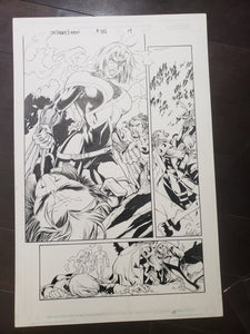 UNCANNY X-MEN #389 - 2 PAGES WOLVERINE VS ROGUE - Salvador Larroca / Art Thibert