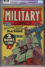 Load image into Gallery viewer, Military Comics #1 CGC 6.0 Restored 1st Appearance of Blackhawk
